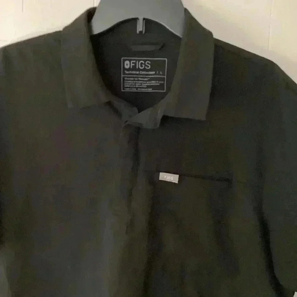 Figs  Polo Black Scrub Top Size Large - Picture 2 of 7